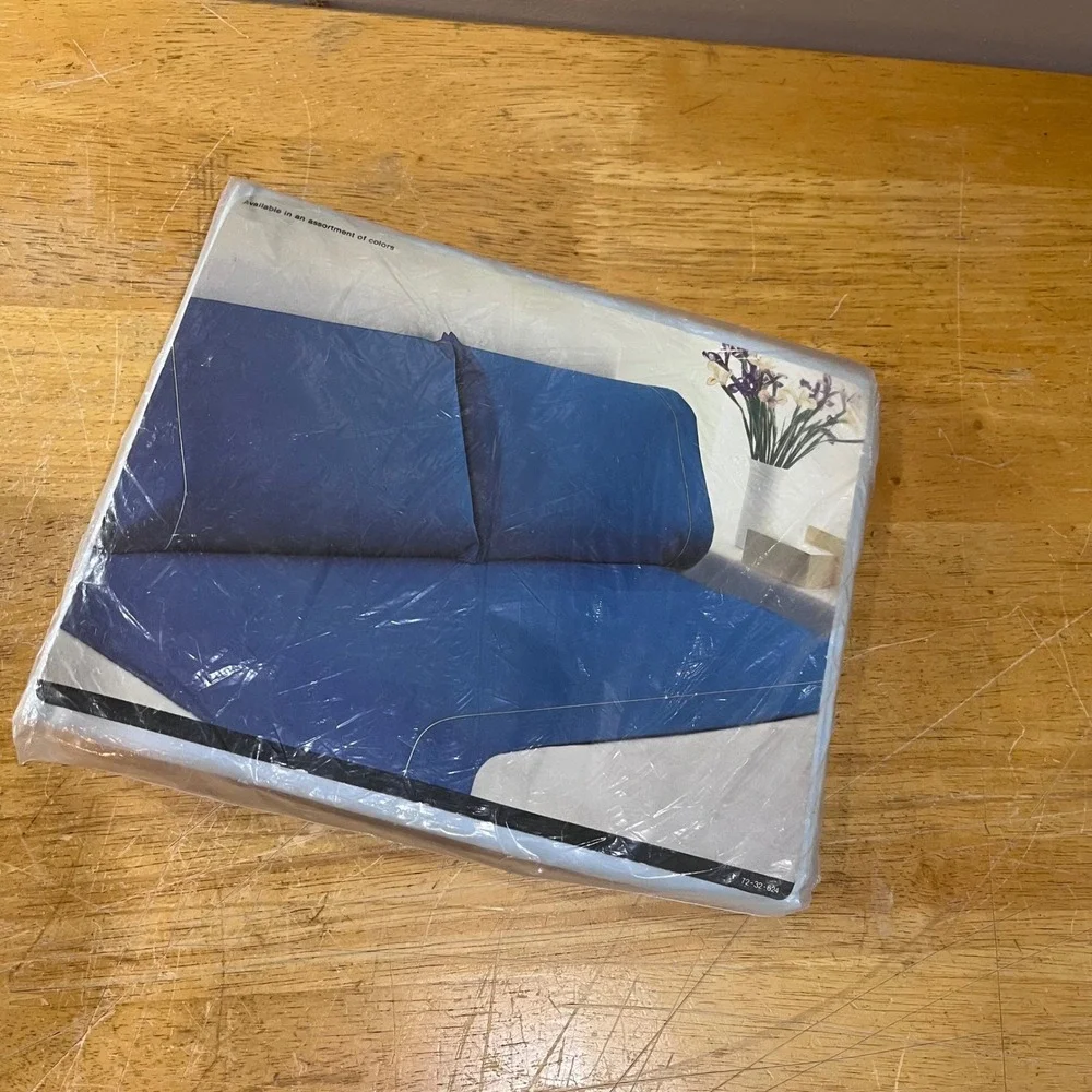 Vtg JCPenney Percale‎ Permanent Press Queen Flat Sheet Pale Blue Retro MCM NOS